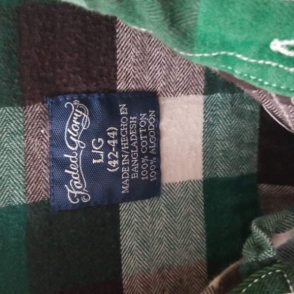 Faded Glory - Button down shirt, Size - L, Color - Green with square pattern - Picture 4 of 10